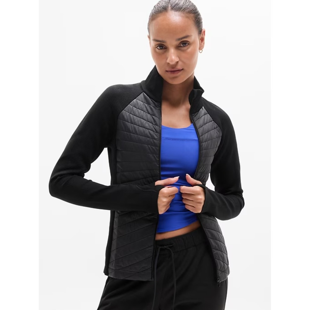 Athleta jacket sweater womens XXS black zip primaloft flurry force 2.0 $149
